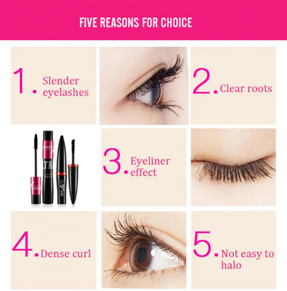Fiber Silk Mascara Set Double Tube Natural Waterproof Dense Long Lasting No Halo Dye Mascara Beauty Makeup Extension Cream.