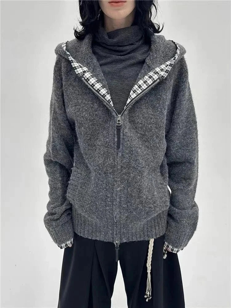 Korean Fashion Sweatshirts Harajuku Gothic Printed Coats Jackets Subculture Vintage Faux Fur Hooded Women Casual Y2k Clothing.