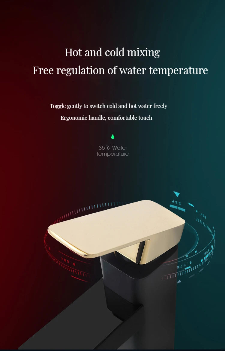 Digital Basin Faucets Smart Bathroom Faucet Shower Room Taps Water Temperature LED Black White Sink Tap Rotating Stainless Steel