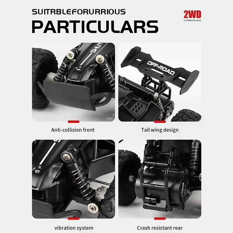 Remote Control Car RC Drift Racing 1:16 Vehicle Off Road Alloy 2.4G Radio High-Speed Trucks With LED Light Climbing Gift Kid Toy.