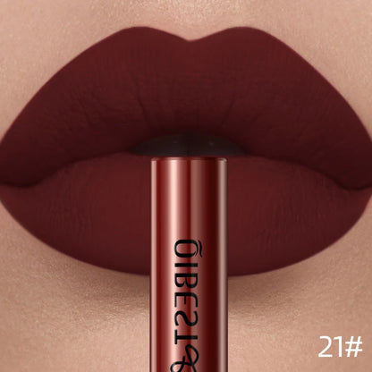 QIBEST Sexy Red Matte Lip Gloss Long Lasting Velvet Liquid Lipstick Lip Makeup Women Beauty Nonstick Cup Waterproof Lipgloss Hot