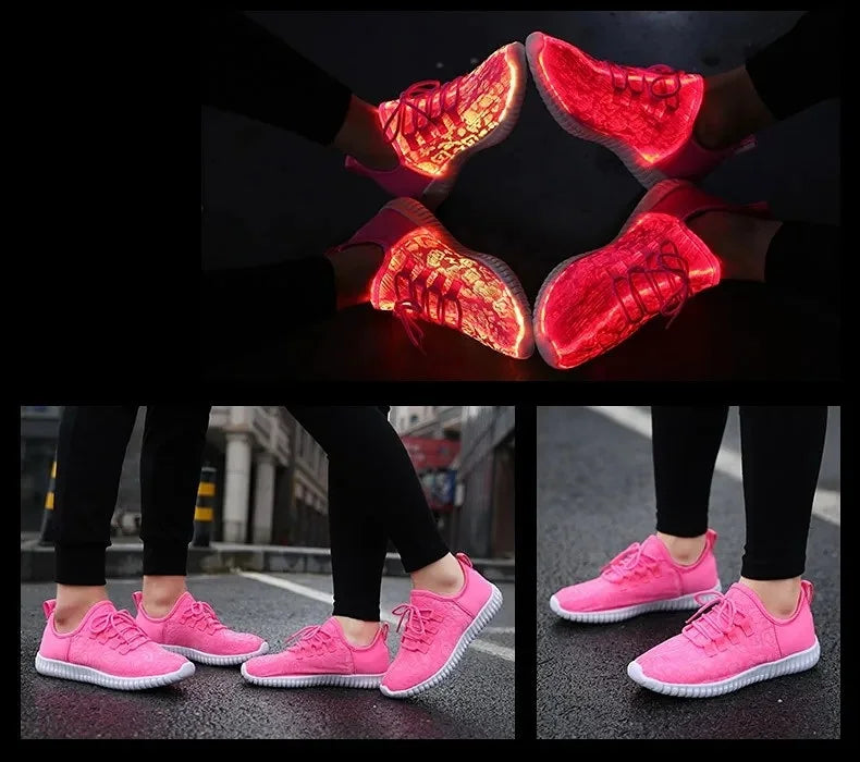 7ipupas LED Shoes for Boys Girls Women and Men Fiber Optic Shoes and Elastic Sole USB Rechargeable Lightweight Sneakers.