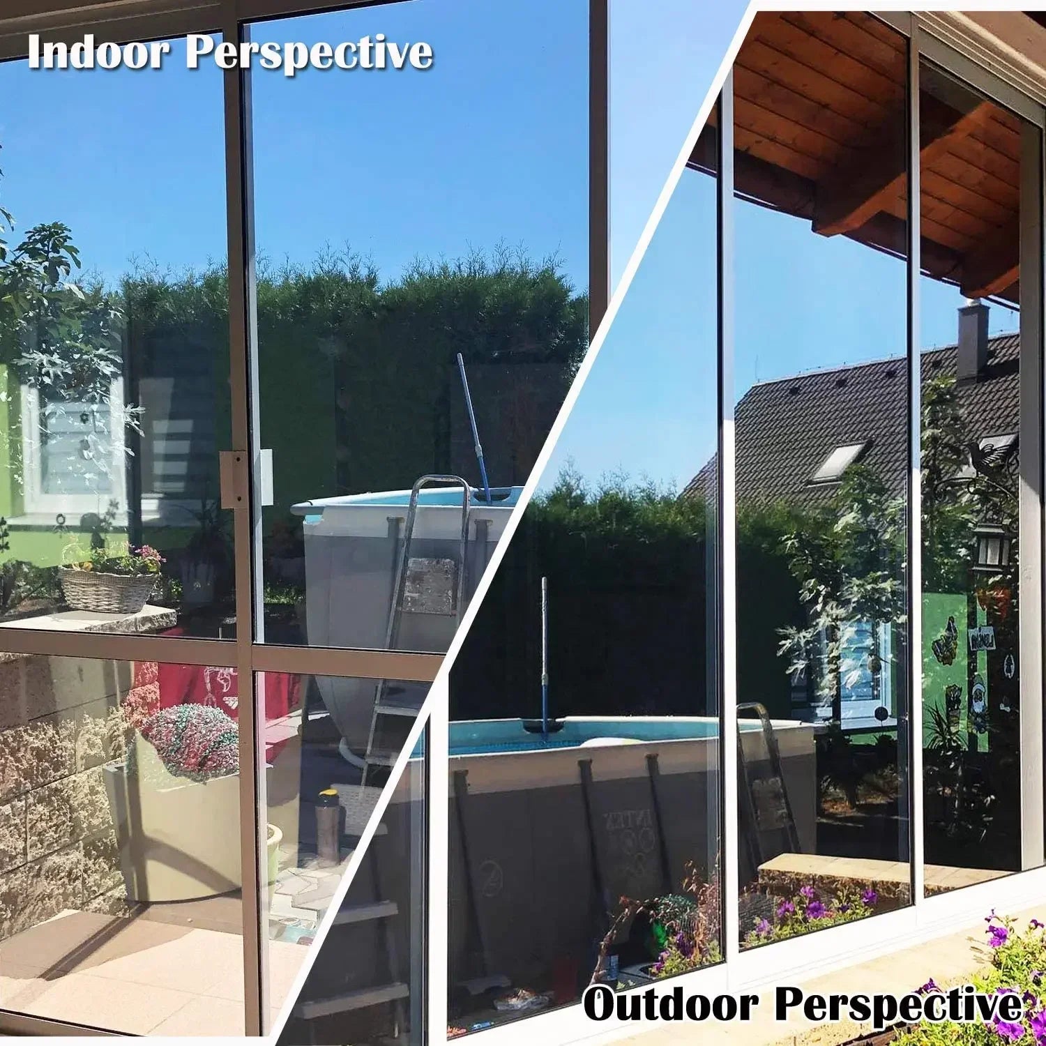 AFDB One Way Window Film, Mirror Effect Tint Glass Covering for Home Office,Reflective Heat Control Anti UV Glass Door Sticker.