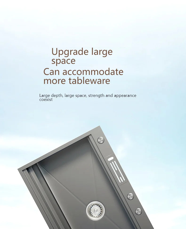 Wasserfall-Küchenspüle aus Edelstahl, extra groß, mit einem Schlitz, multifunktionale Geschirrspülbecken, Unterbaubecken, Tassenwascher