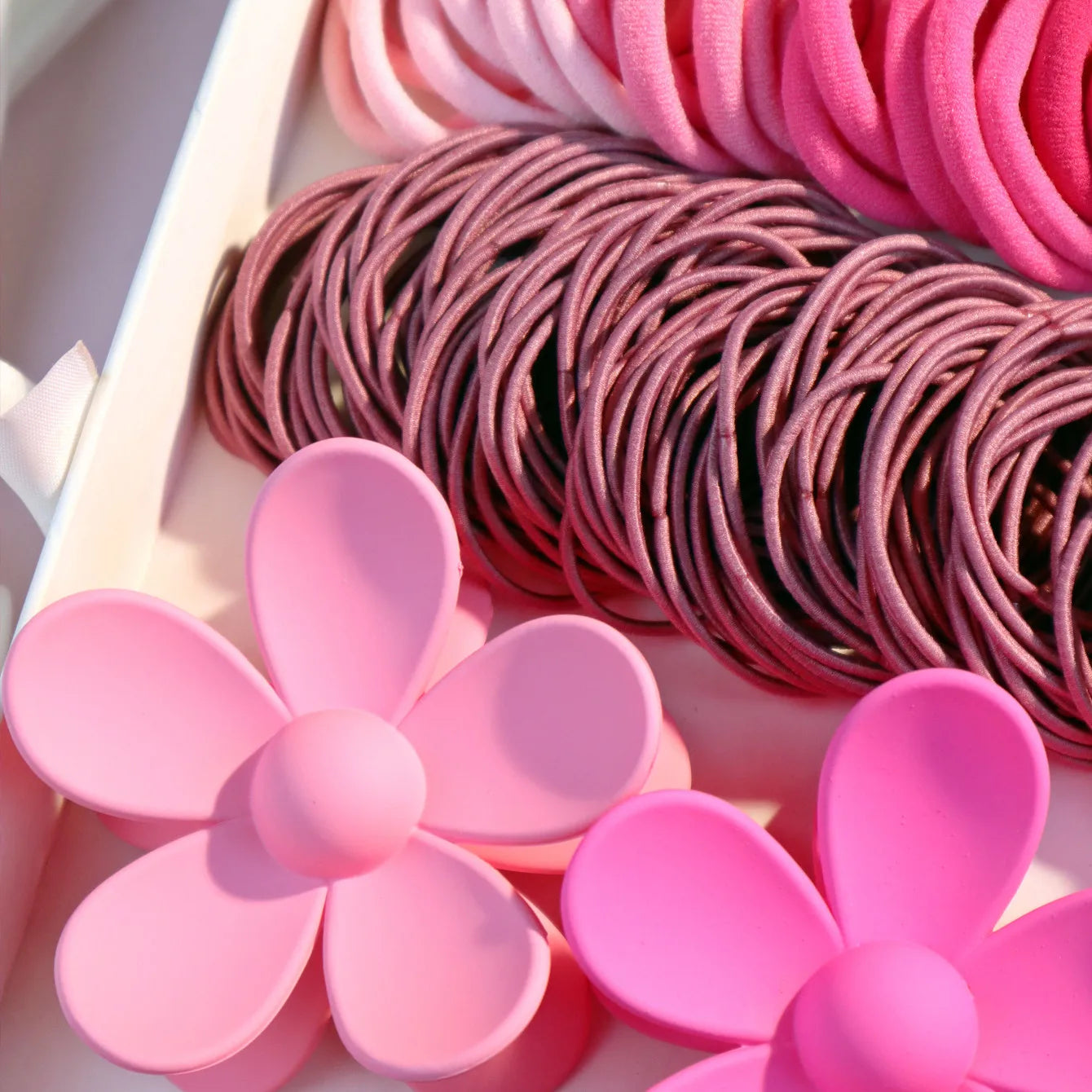 Fashionable Pink Hair Accessories Set for Women, Seamless Ponytail Holders Variety Hair Scrunchies For Women Lady 2024.