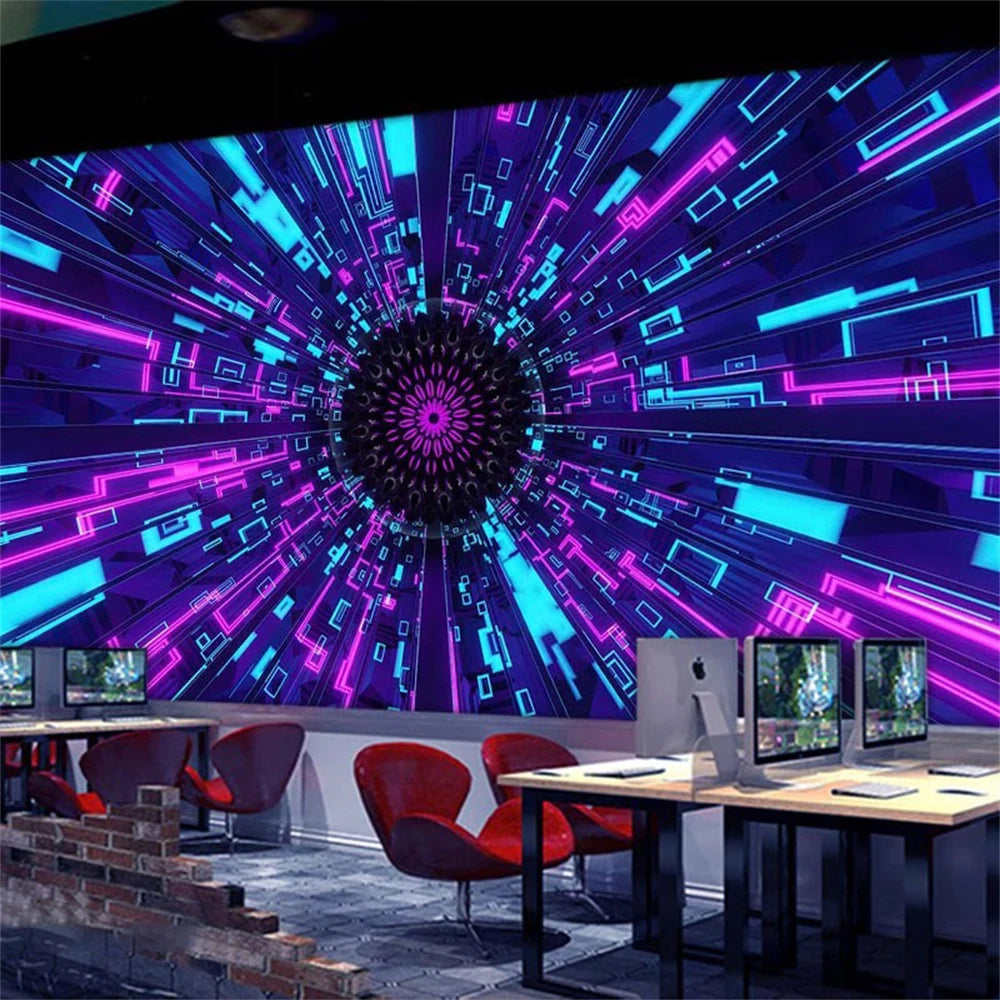 Custom Technology oriented KTV wallpaper private rooms 3D concave hexagonal wall panels e-sports room geometric home decoration