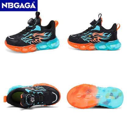 New Anti-skid Leather Kids Sneakers for Boys Running  Walking Lightweight Casual Shoes With Fashion Dragon Pattern Size 28-39.