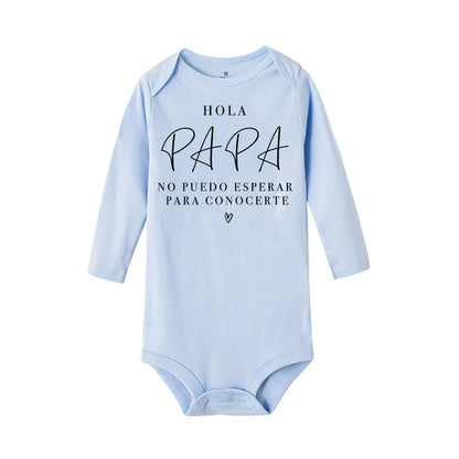Hallo Papa, ich kann dich nicht warten, Baby-Ankündigung, Neugeborenen-Body, Sommer, Baby, Jungen, Mädchen, Schwangerschafts-Enthüllung, Ropa-Overall-Outfits.