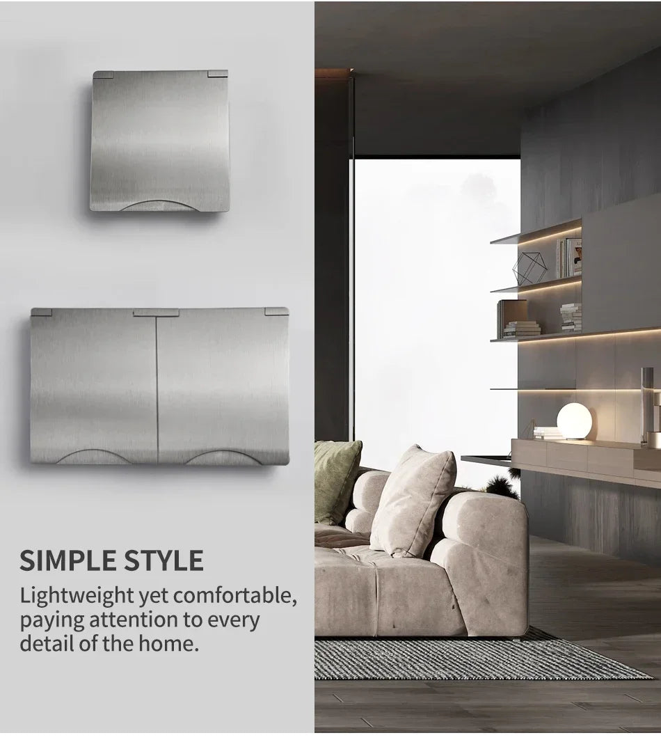 Wandmontage 1 Gang 2 Gang 8 mm Edelstahl-Panel-Buchse 13 A Schalter Computersteckdose Telefonsteckdose Thai US UK EU Frankreich.