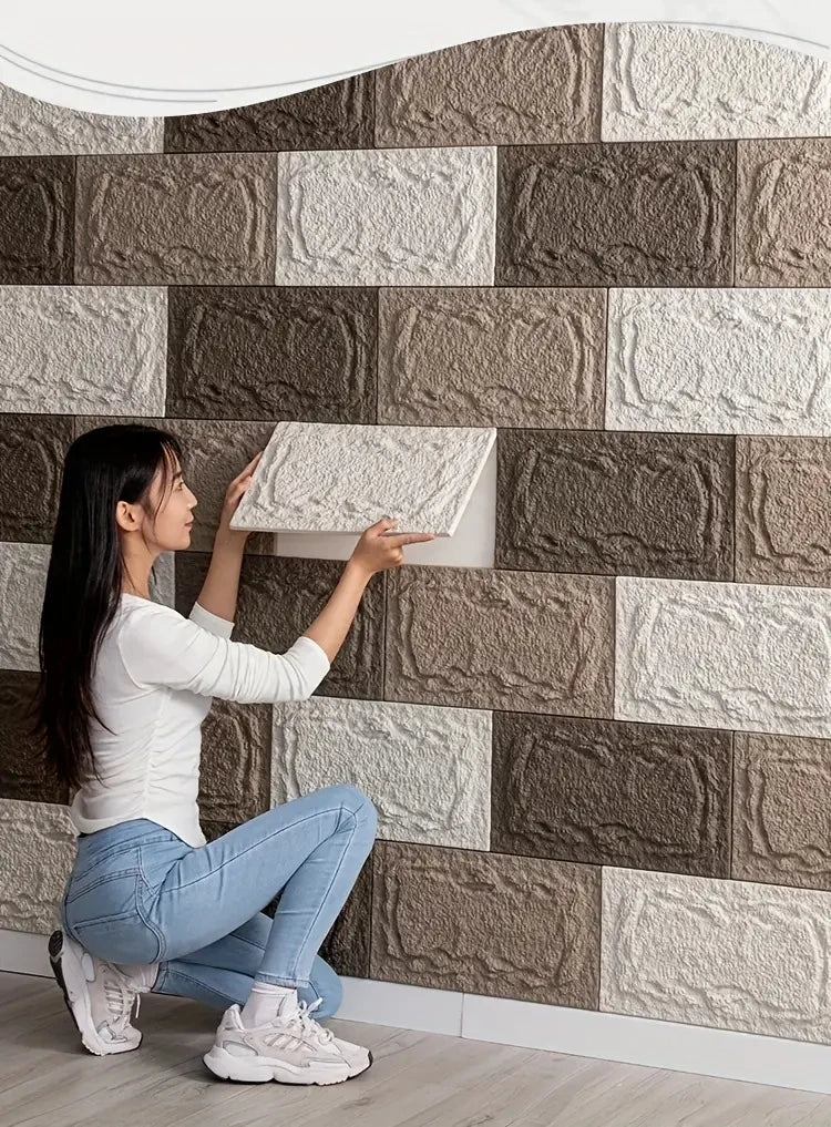 PU stone wall panel, 10 mm, realistic brick pattern, anti-mould and moisture-proof, waterproof and washable, suitable for/outdoo