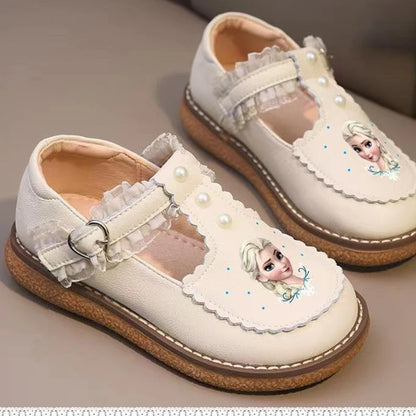 Disney Children's Girls' Leather Casual Shoes Spring Frozen Princess Girls' Soft Sole Non-slip Shoes Baby Shoes Lolita Girls.