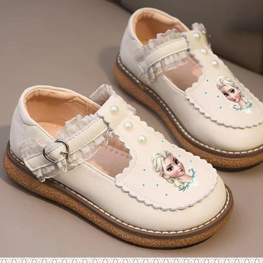 Disney Children's Girls' Leather Casual Shoes Spring Frozen Princess Girls' Soft Sole Non-slip Shoes Baby Shoes Lolita Girls.