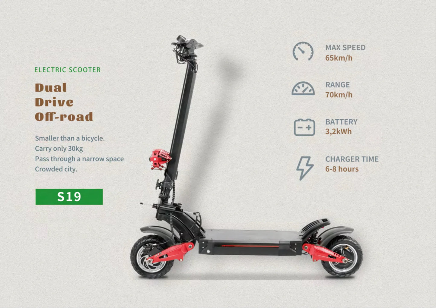DECE DES20 Adult Electric Scooter 1200W*2 Motor E-Scooter  52V18AH Battery 10 Inch Tire City Escooter.
