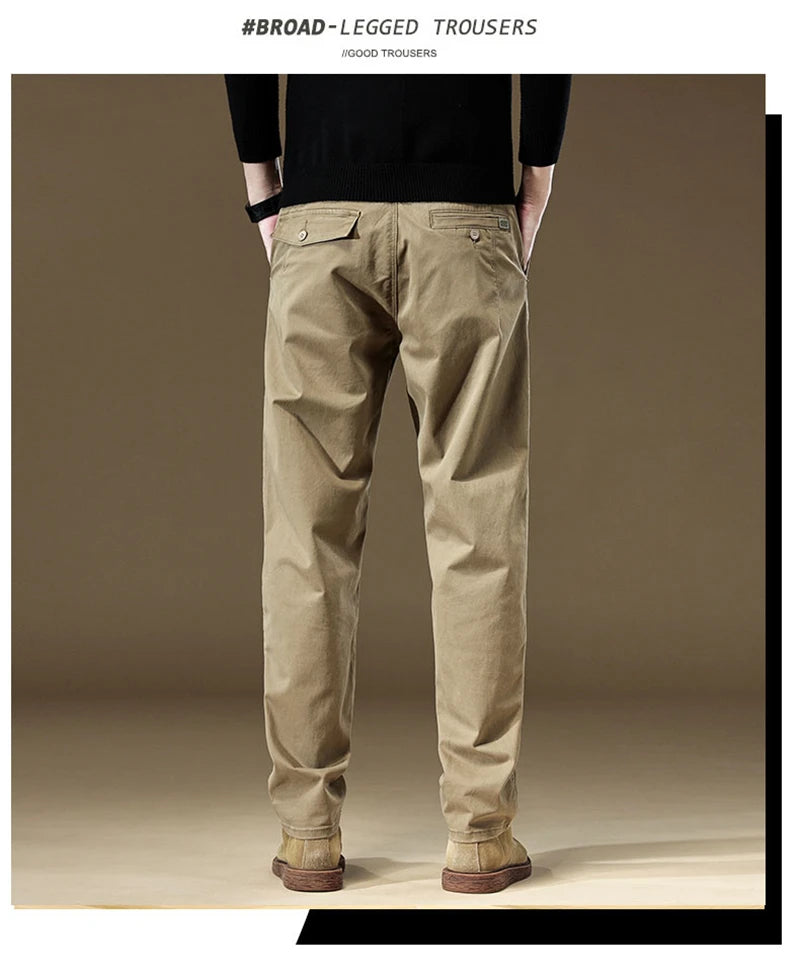97% Cotton Men Casual Trousers Solid Color Slim Fit Men's Pants New Winter Autumn High Quality Classic Business Pant Male.