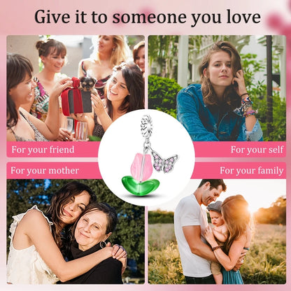 Flowers Series 925 Sterling Silver Sunflowers Tulip Carnation Charms Fit Original Bracelet  For Women Jewelry Making