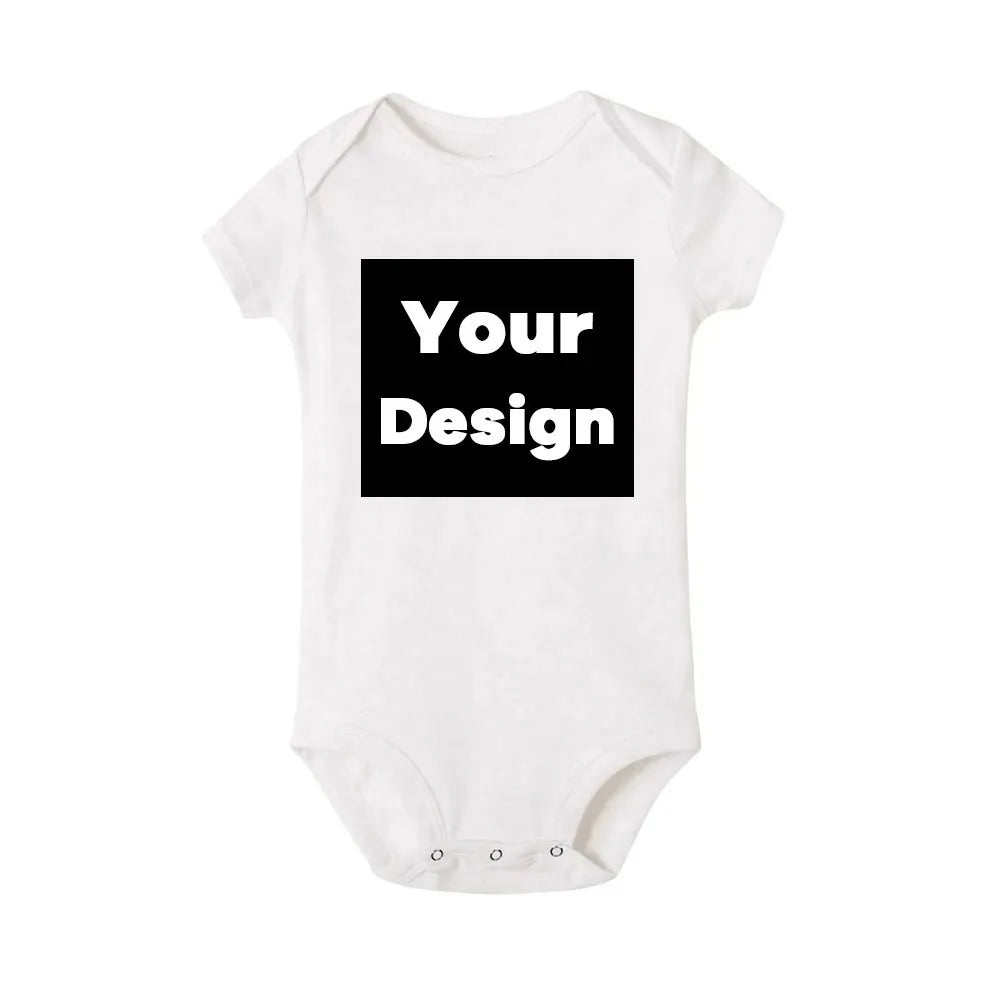 DIY IHR DRUCK ODER LOGO Neugeborenen-Anpassungs-Body, Langarm- und Kurzarm-Overall, einfacher, maßgeschneiderter TEXT-Babyspielanzug.
