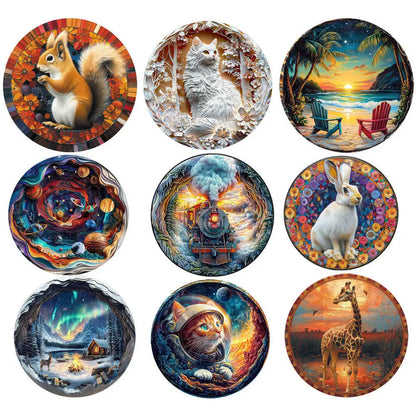 Unique Wooden Animal Jigsaw Puzzles Colorful Rabbit Cat Dog 3D Puzzle Gift Interactive Toy for Adults Kids Educational Jigsaws.