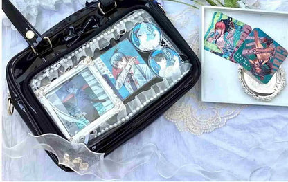 Y2K Cute Bow Ita Bag Girl Transparent Messenger Bag Women Fashion Shoulder Crossbody Bag Ladys DIY Badge Tote Bag Lolita Handbag.