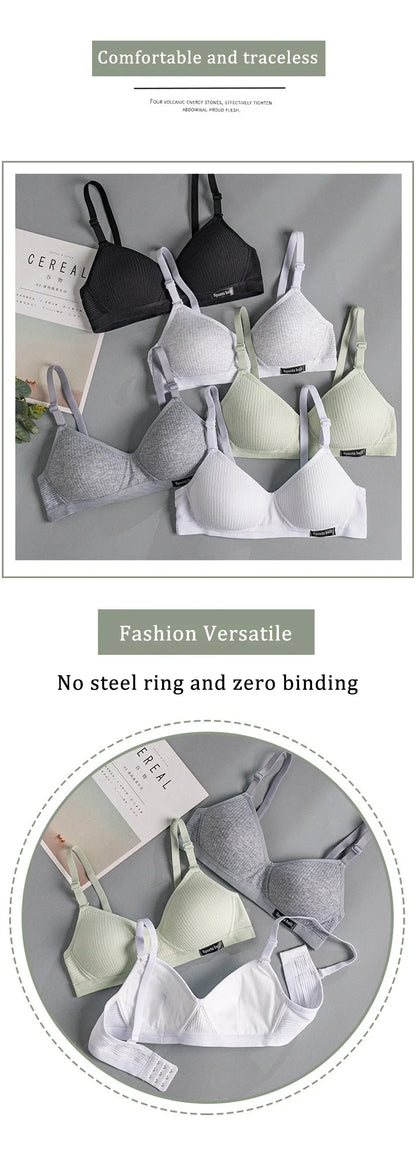 FallSweet Women's Wireless Bra Active Bra Teen Students' Bras Seamleass Lingerie Comfortable V-Shaped Gathering Underwear AB Cup.