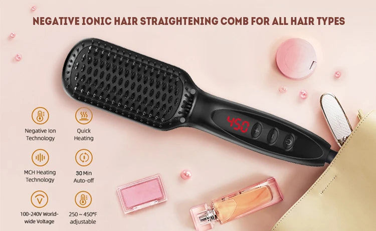 3 in 1 Electric Straightener Beard Straightener Hair Straightener With Teeth Curly Beards Magic Brush Comb For Man and Women.
