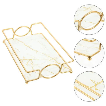 Bathroom Bathroom Trays with Iron Frame Perfume Tray for Dresser Bathroom Countertop Tray Makeup Organizer Cosmetics Storage.
