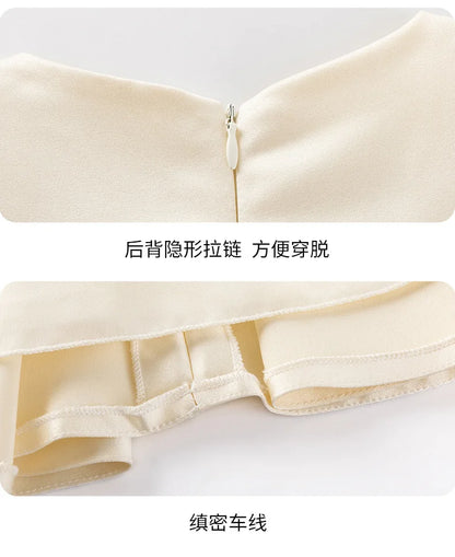 Mädchen Luxus Beige Kleid Kinder Partys Bühnenaufführungen Party Hochzeit Feier Kostüm Größe 110-170.