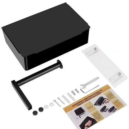An der Wand montierter Toilettenpapierhalter mit Regal und Aufbewahrungsbox, Multifunktions-Tücherspender, passend für die Aufbewahrung von Badezimmer-Wischtuch