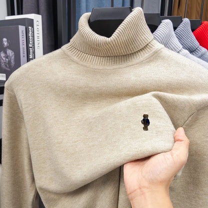 Designer Original Men's Turtleneck Knit Sweater High Neck Pullover Soft Warm Thick Anti-Pilling Casual Business Autumn Winter.