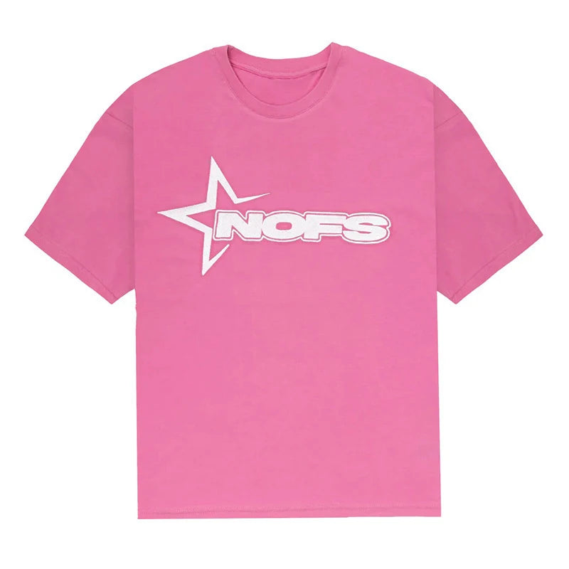 Y2K T-shirt Short Kpop Street Fashion Print Unisex Short Sleeve Tops Casual Loose Drawstring Shorts Pant Women Men Clothing Tees