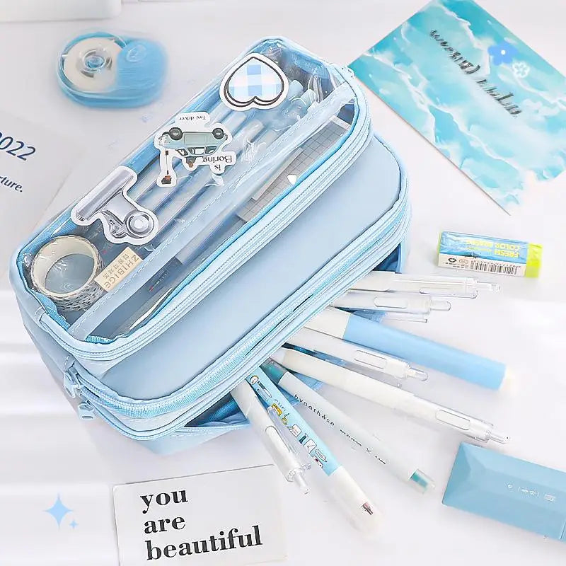 Neues einfaches Federmäppchen mit großem Fassungsvermögen für Schüler.