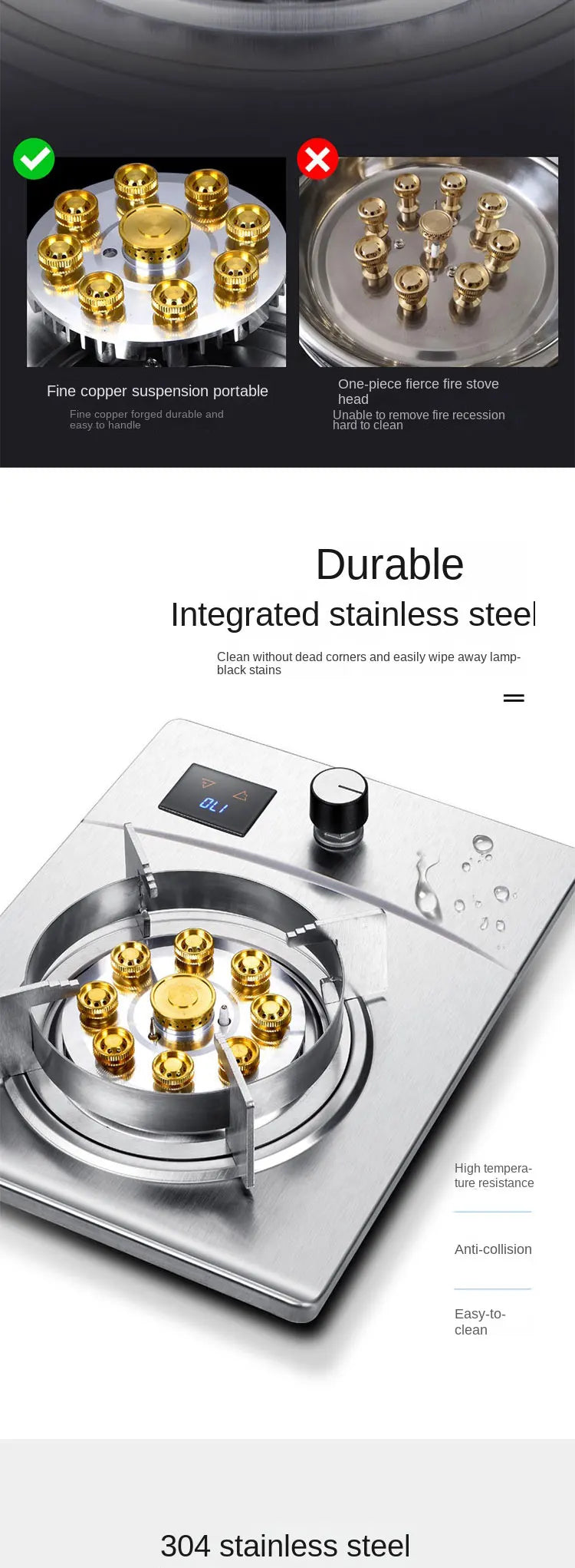 Gas Stove Single Stove Household Desktop Liquefied Gas Natural Gas Stove Embedded Stainless Steel Fierce Fire Stove Gas Cooker.