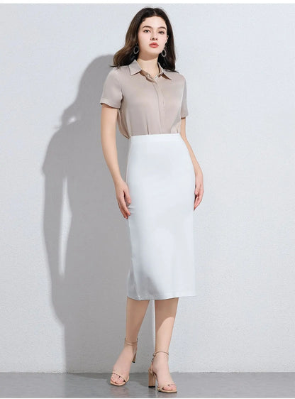 Women's Professional High Waist Long Pencil Skirt, Slim Fit Black Hip-hugging Skirt for Office Commute.