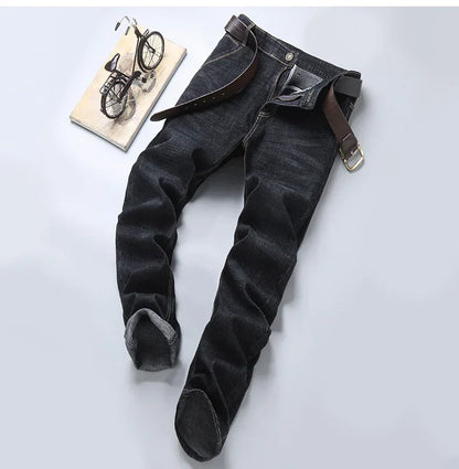 2025 Men's New Men's Fashion Casual Jeans Classic Style Casual Stretch Slim Fit Jeans Men's Denim Pants Black Blue Men's Style.