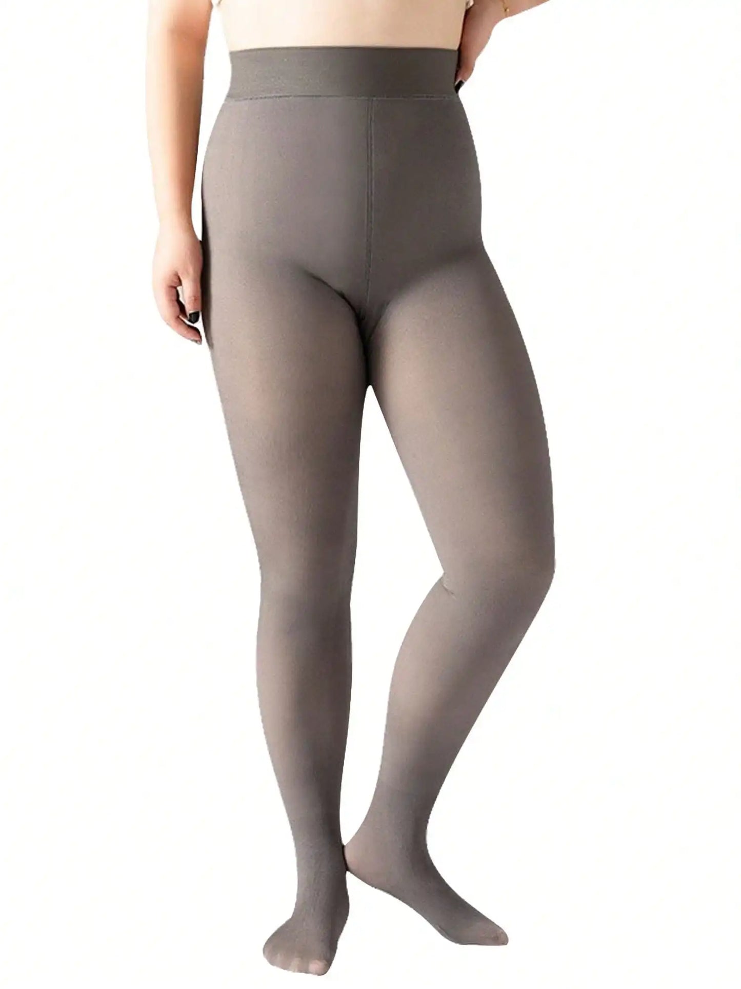 Luxtrada Womens Plus Size Thick Winter Tummy Control Fleece Lined Sheer Tights Fake Translucent Warm Leggings Thermal Opaque