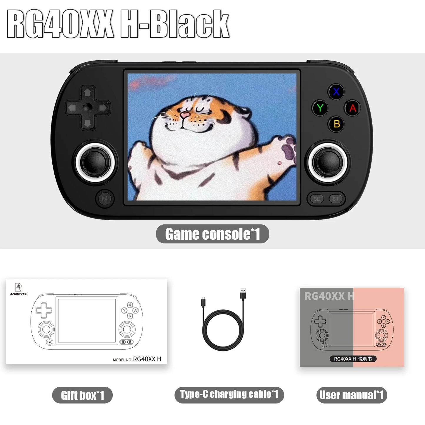 ANBERNIC RG40XX H Handheld Game Console 4.0-in 640*480 IPS Screen 3200mAh 64 Bit System With RGB Light Built in 5K+Games RG40XXH.