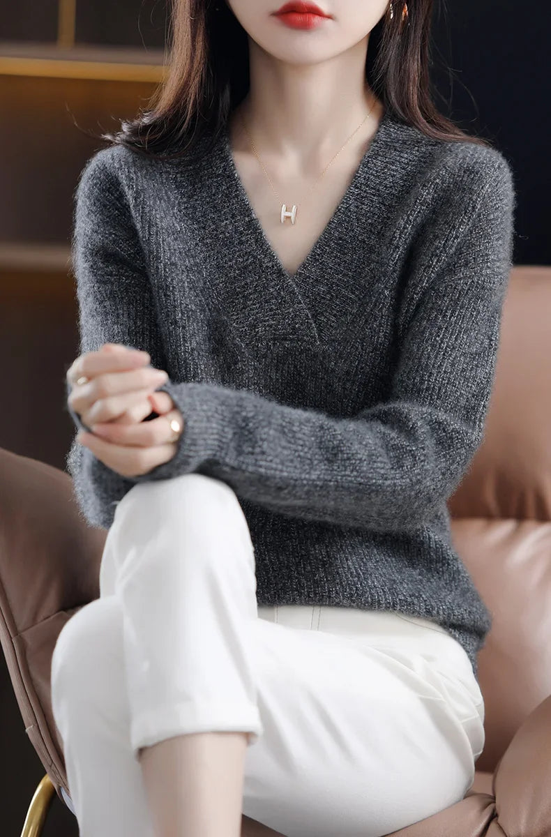 V-ausschnitt Herbst Winter Pullover Pullover Frauen Korea Lose Dicke Kaschmir Pullover Pullover Frauen Oversize Pullover Jumper.