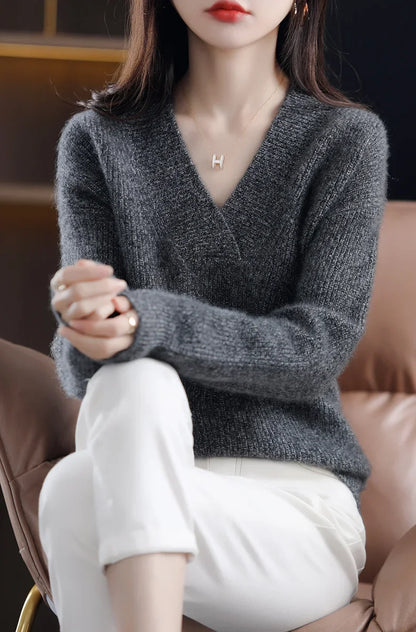 V-ausschnitt Herbst Winter Pullover Pullover Frauen Korea Lose Dicke Kaschmir Pullover Pullover Frauen Oversize Pullover Jumper.