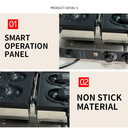 Commercial Taiyaki Bear Shaped Waffle Maker Open Mouth Ice Cream Bear Taiyaki Machine Bear Cone Maker.