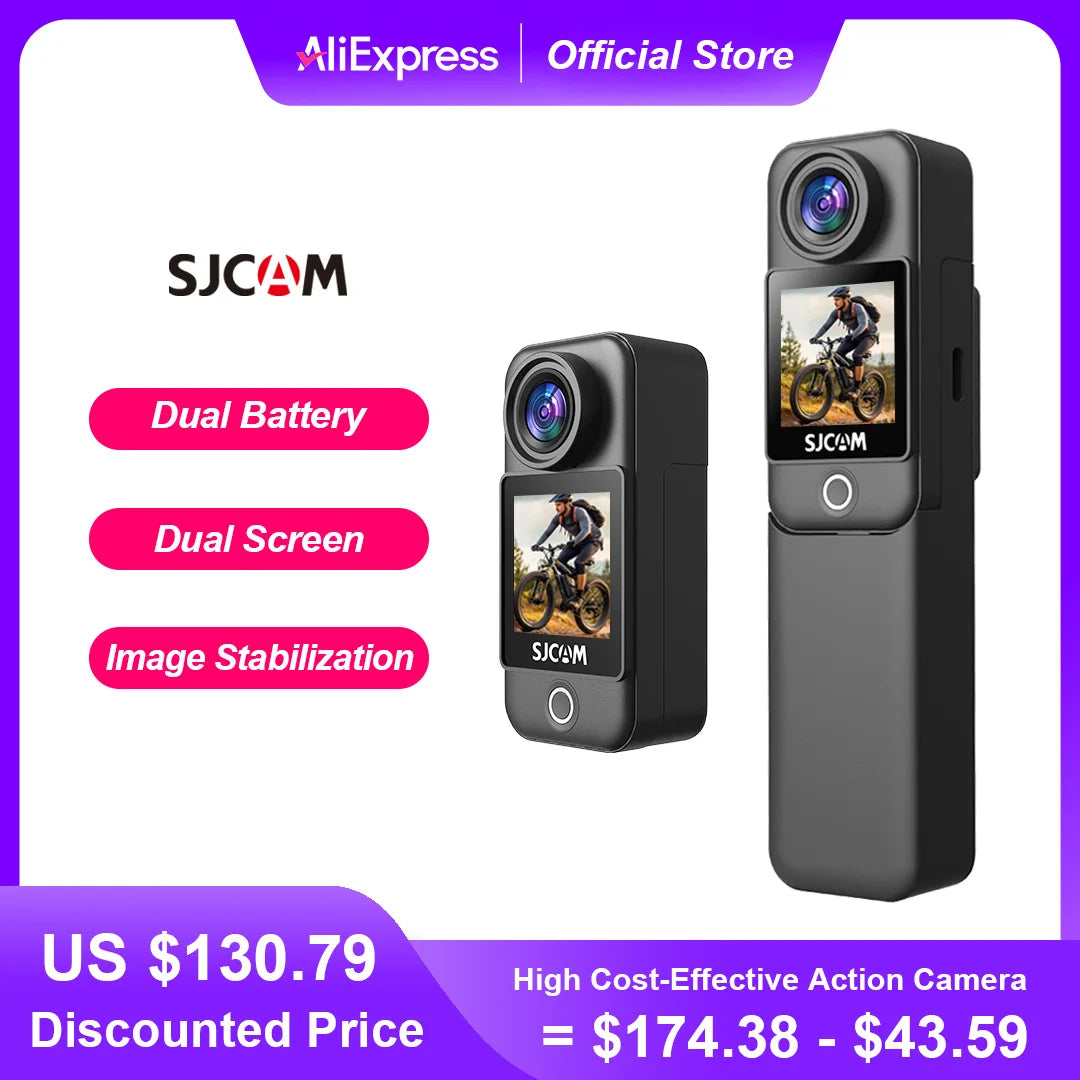 SJCAM C300 Pocket Action Camera 4K FHD With Long Battery Life Video 30M Waterproof 5G WiFi Camera Sport Action Cam.