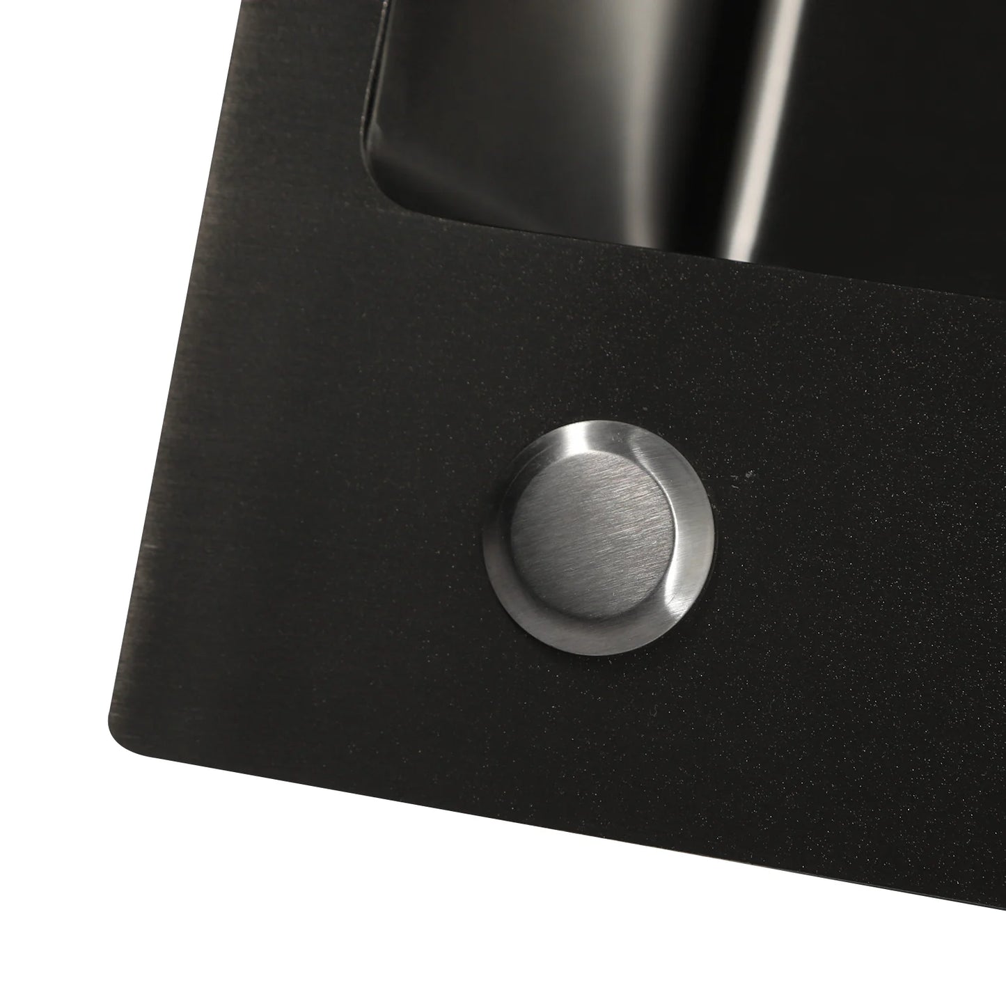 Schwarze Küchenspüle aus Edelstahl, integriertes Spülbecken mit Seifenspender und Abtropfbrett, Küchenspüle mit 1 Becken, 50 x 45 x 20 cm