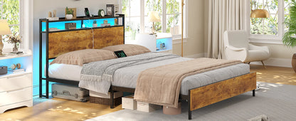 140x200 mit Gitterrahmen, integrierte LED-Beleuchtung und Ladestation (2 AC-Steckdosen, 2 USB-Anschlüsse), Bett 140x200 Mit Lattenrost Au