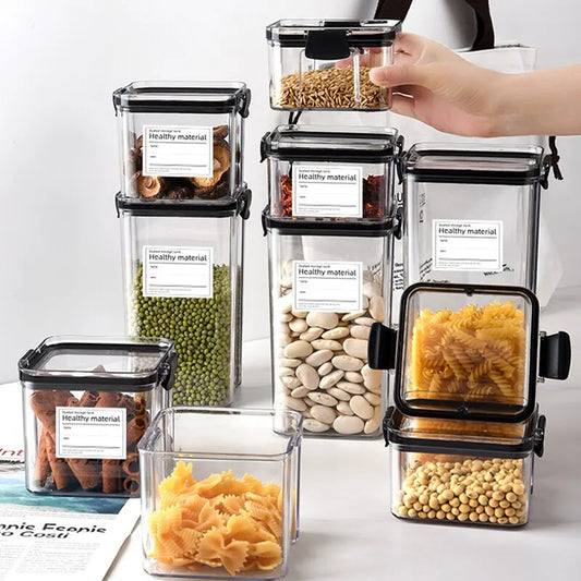 Transparent Food Storage Containers Kitchen Storage Airtight Cans Plastic Storage Boxes Stackable Food Storage Boxes.