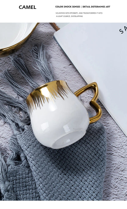 Luxury Ceramic Mug with Saucer European Retro Swan Shape Afternoon Tea Coffee Cup and Saucer Set Home Creative Drinkware Gift.