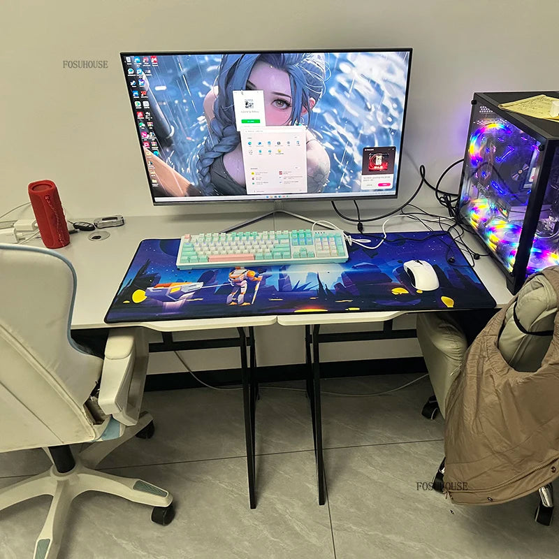 Moderne Doppel-Computertische für Zuhause, Desktop, E-Sport, Gaming-Tisch, Schlafzimmer, einfacher Schreibtisch, Studenten-Studientische, Büromöbel