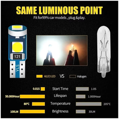 10X T5 Led-lampe W3w Auto Lichter Lizenz Lampe Motorrad Dashboard Licht Auto 3smd 12v Canbus Innen Mini rote Dome Lesen Lampen.