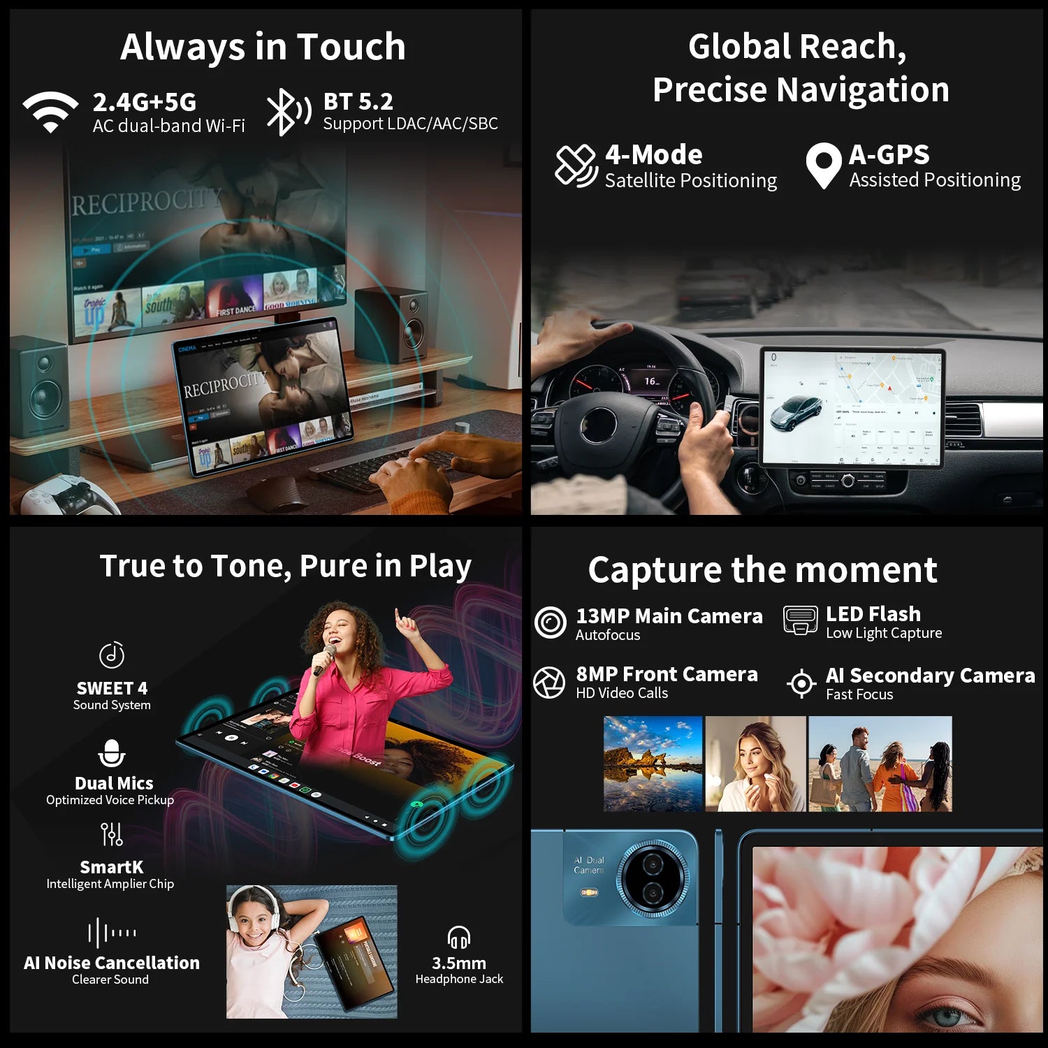 Teclast T70 14" Tablet Android 15 MTK G99 CPU Max 20GB (8GB+12GB Expansion) RAM 256GB ROM 4G LTE 10000mAh 18W Fast Charging GPS.