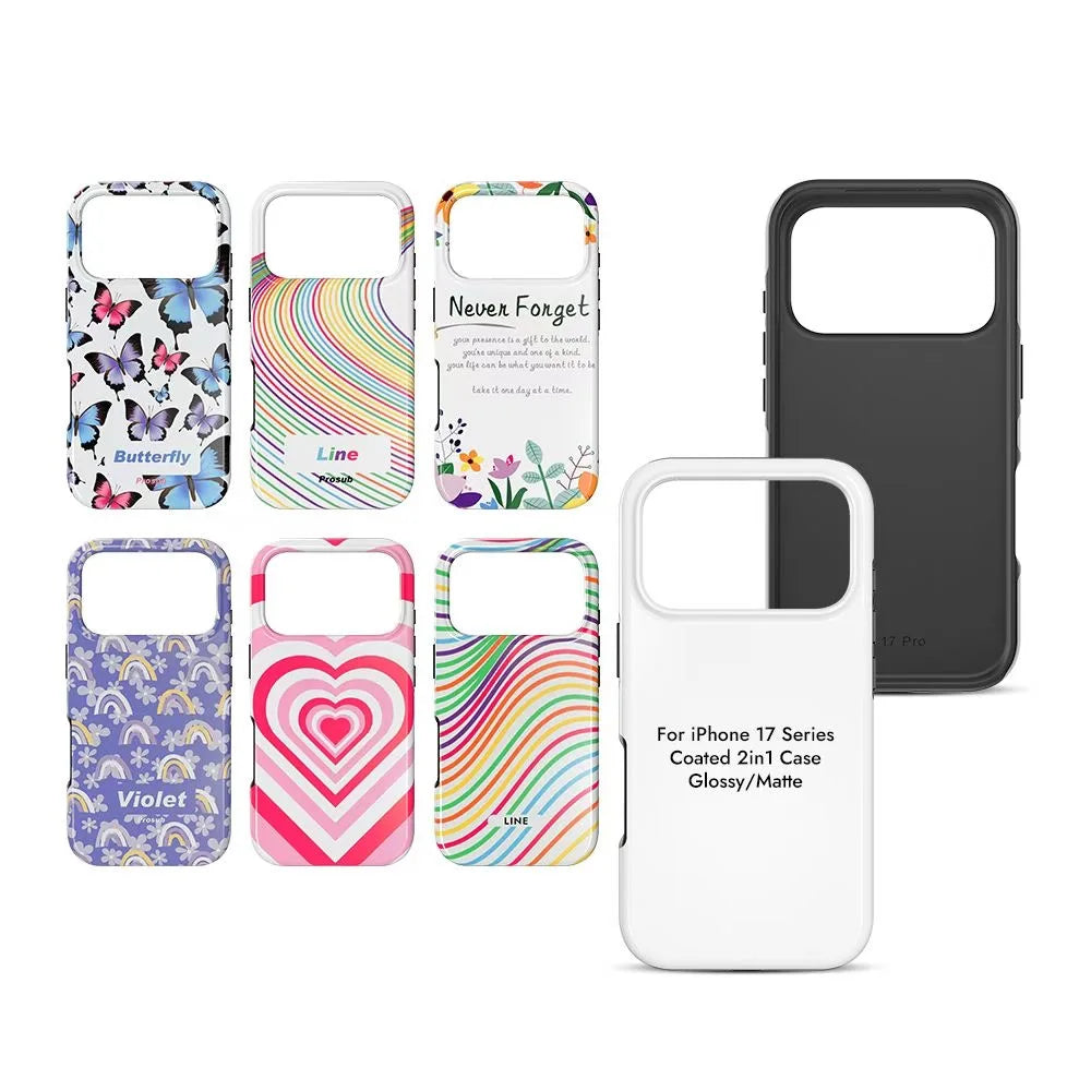 VORMIR 5pcs Coated 2 in 1 Blank Phone Cases for 3D Sublimation Printing Covers for iPhone 17 16 15 14 13 12 11 X XS XR Pro Max.