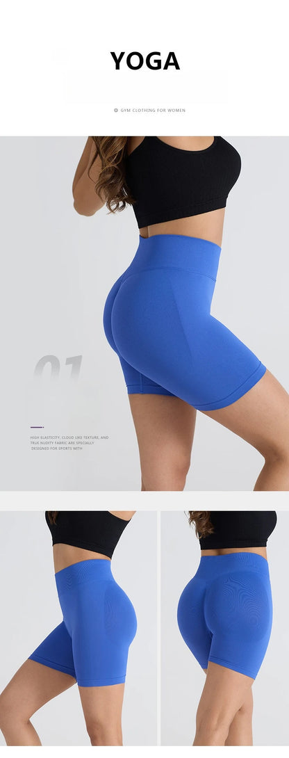 Seamless Workout Shorts Women High Waisted Hip Lifting Yoga Shorts for Women Quick Drying and Breathable Stretchy Cycling Shorts.