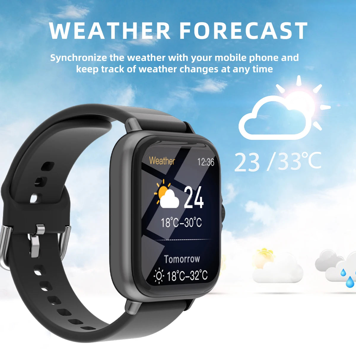 1.83'' Waterproof Smart Watch with Message Answer Call Sleep Monitoring Sports Pedometer Information Alerts For iPhone Android.