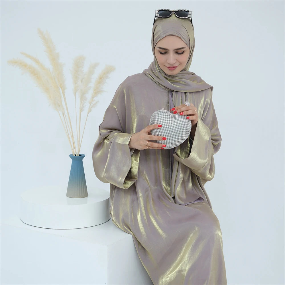 Eid Modest Satin Khimar Abaya Dubai Luxury 2024 Muslim Islam Arabic Abayas For Women Kaftan Hijab Dress Robe Femme Musulmane.